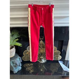 Perruzzo Slim Fit Denim Red Jeans with Gold Stripe 32 x 32